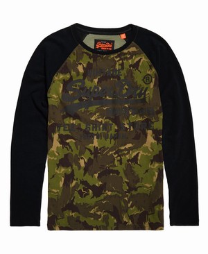 Superdry Ing Shop Camo Hosszú Ujjú Férfi Pólók Zöld/Fekete/Camo | GNCSB1473